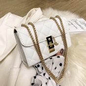 Lovely Trendy Chain Strap White Crossbody Bag