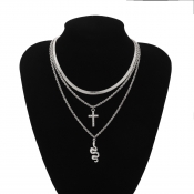 Lovely Trendy Cross Silver Necklace