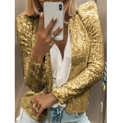 Lovely Stylish Sequined Gold Blazer
