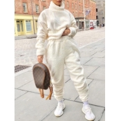 LW Casual Turtleneck Basic White Two Piece Pants S