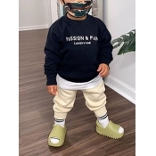 Lovely Casual O Neck Letter Print Black Boy Hoodie