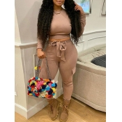 Lovely Casual O Neck Pocket Patched Skinny Light T