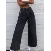 Lovely Casual High-waisted Loose Black Jeans