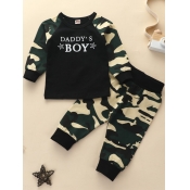 Lovely Casual O Neck Camo Print Patchwork Army Gre