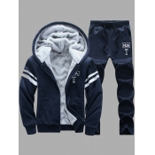 Lovely Men Casual Hooded Collar Print Zipper Desig