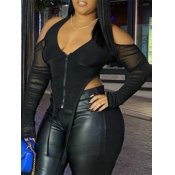 LW SXY Plus Size Street Hollow-out Black T-shirt