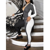 Lovely Casual Patchwork Skinny Black Loungewear