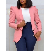 Lovely Stylish Turndown Collar Fold Design Pink Bl
