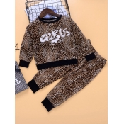 lovely Stylish O Neck Leopard Print Coffee Girl Tw