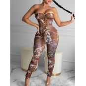 LW SXY Off The Shoulder Angel Print Jumpsuit