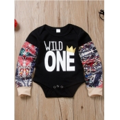 Lovely Street O Neck Print Patchwork Black Boy Bod