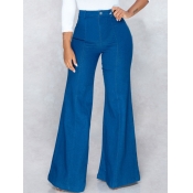 Lovely Stylish High-waisted Basic Deep Blue Jeans