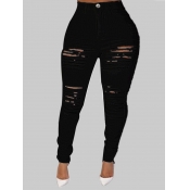 LW Plus Size High Stretchy Hollow-out Black Jeans