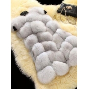 Lovely Stylish Sleeveless Grey Faux Fur