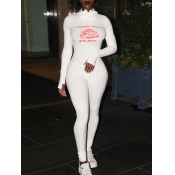 Lovely Sportswear Turtleneck Print White One-piece