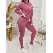 LW Round Neck Basic Skinny Pants Set