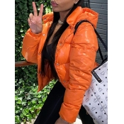 LW Hooded Collar Button Design Short Down Coats