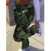 Lovely Casual Camo Print Army Green Pants