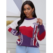 Lovely Trendy O Neck Letter Print White Sweater