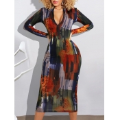 LW V Neck Tie Dye Print Dress