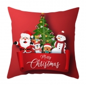 Lovely Trendy Cartoon Print Red Decorative Pillow 