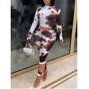 Lovely Casual Print Hollow-out White Two Piece Pan