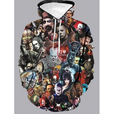 

Lovely Men Hooded Collar Print Multicolor Oversized Hoodie, Multi