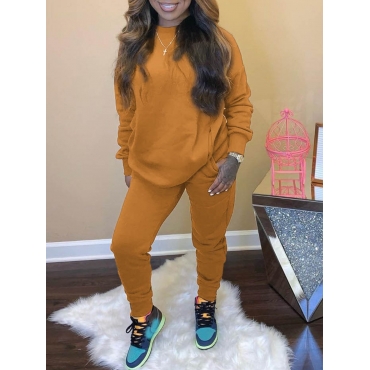 

LW BASICS Round Neck Oversized Tracksuit Set, Yellow