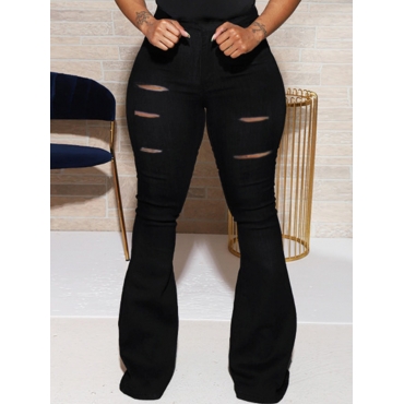 

LW Street Broken Holes Black Pants