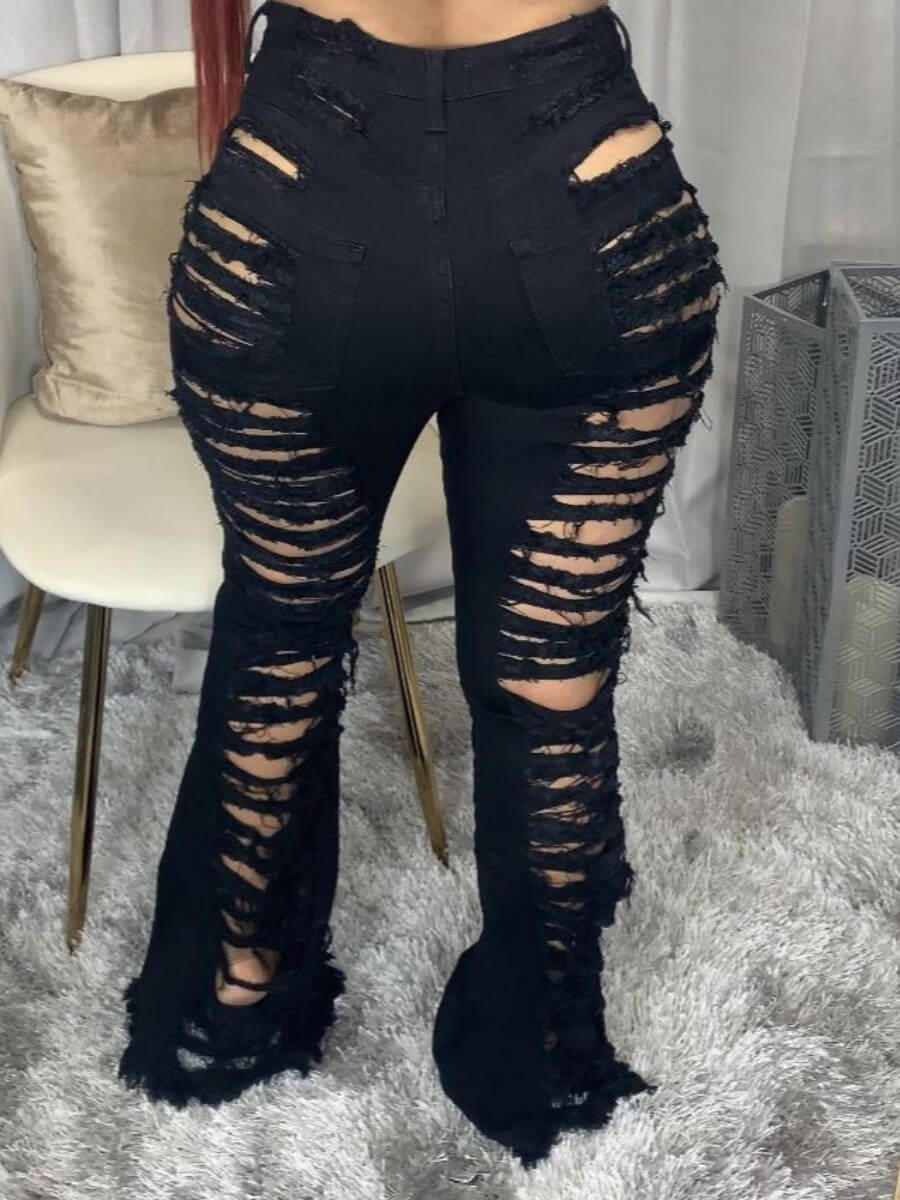 

Lovely Street Broken Holes Black Jeans