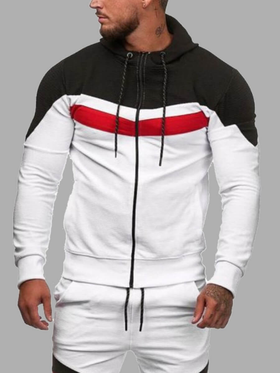 

Lovely Sportswear Hooded Collar Patchwork White Men Hoodie