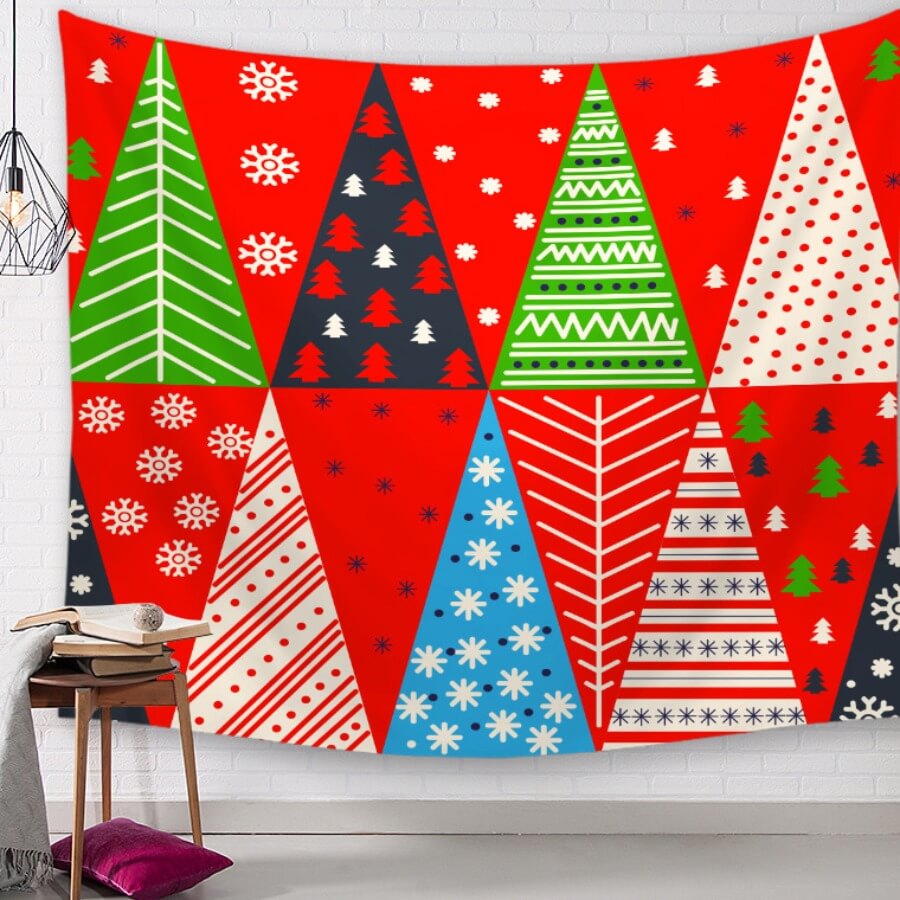 

Lovely Christmas Day Print Red Decorative Wall Cloth