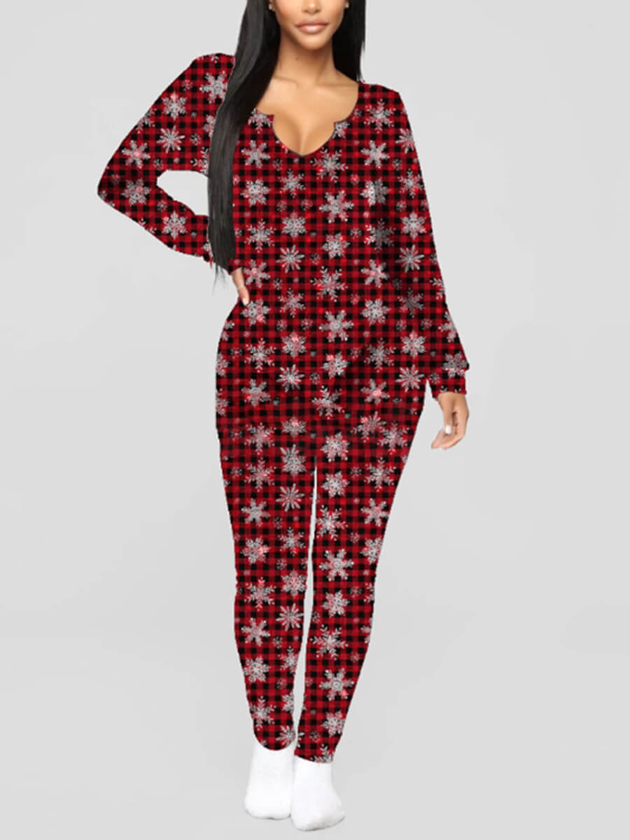 

Lovely Star Print Dull Red Sleepwear