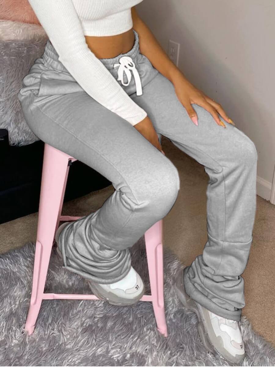 

Lovely Street Fold Design Grey Pants