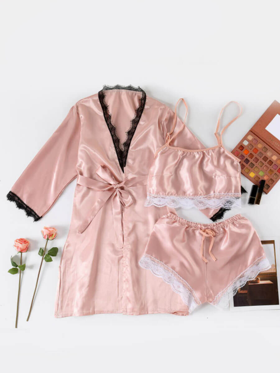 

Lovely Spaghetti Strap Drawstring Pink Sleepwear