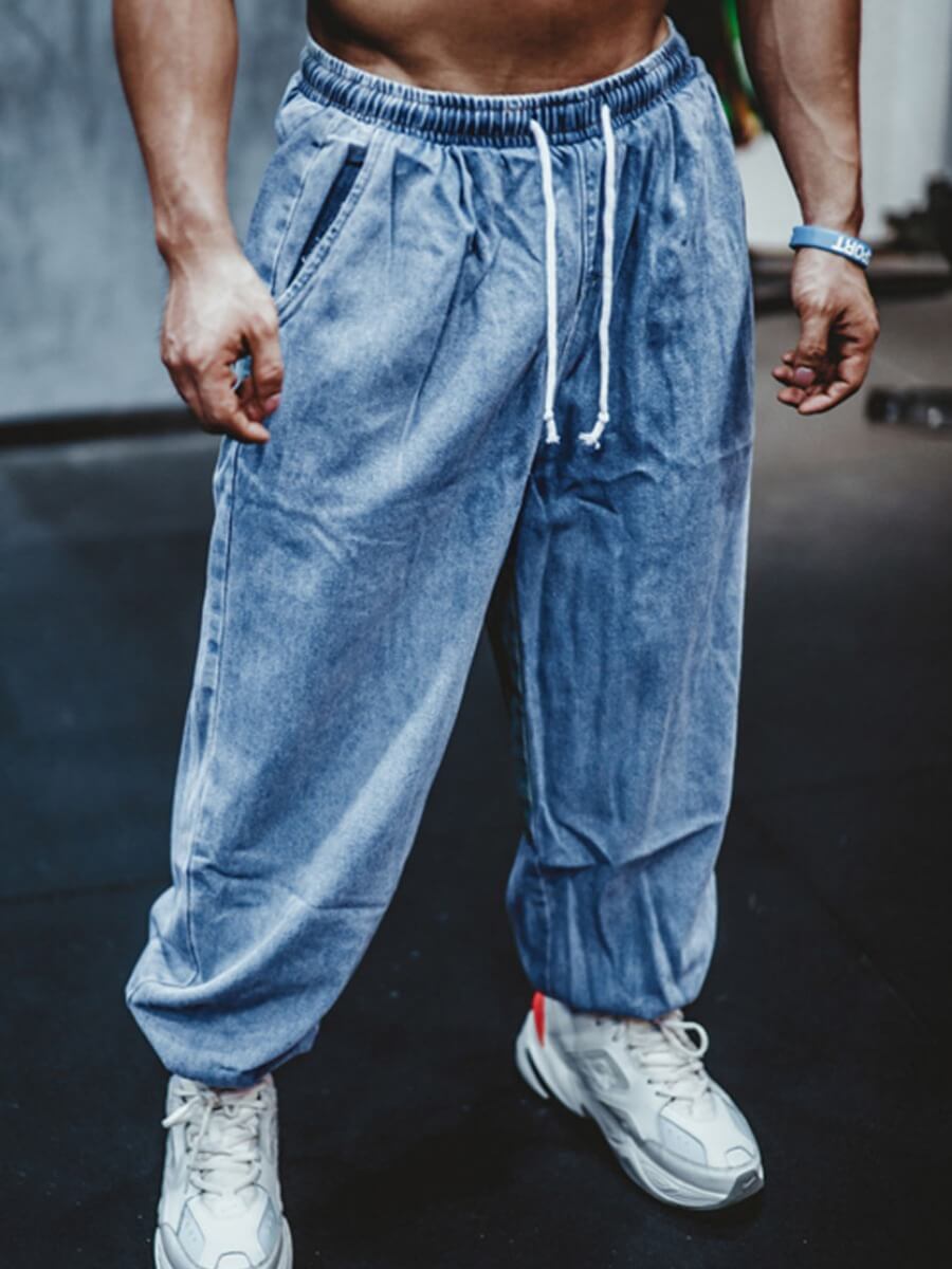 

Lovely Casual Drawstring Loose Blue Men Jeans