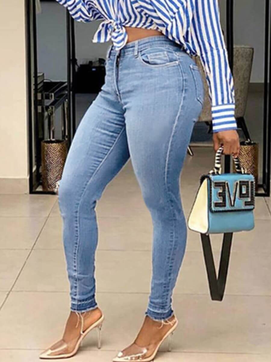 

LW High-waisted High Stretchy Skinny Baby Blue Jeans