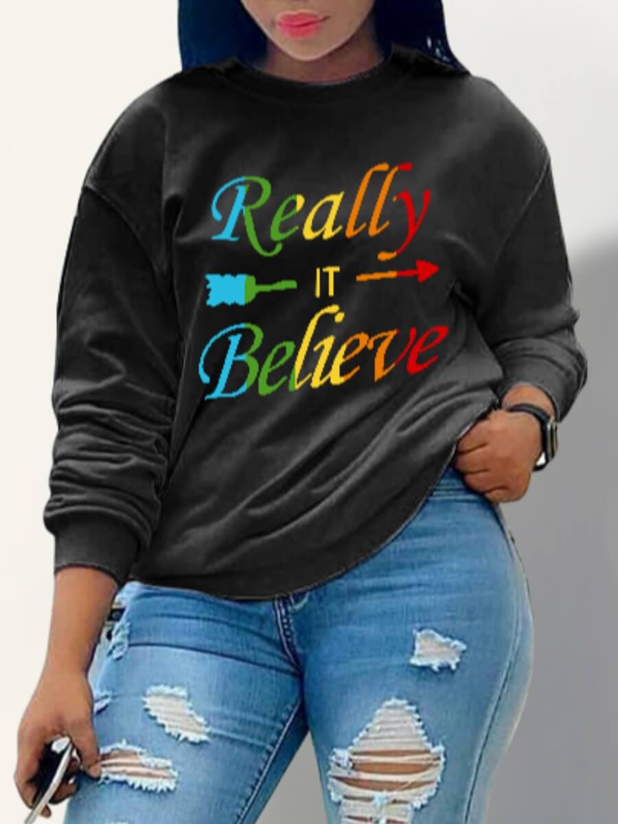 

LW Casual Letter Print Black Hoodie
