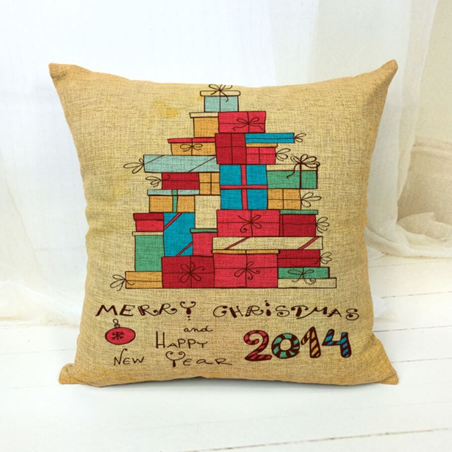 

Lovely Christmas Print Khaki Decorative Pillow Case
