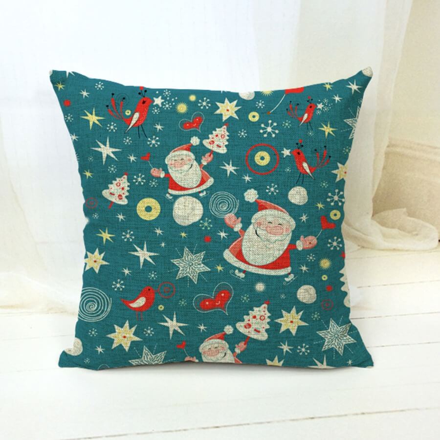 

Lovely Christmas Print Green Decorative Pillow Case
