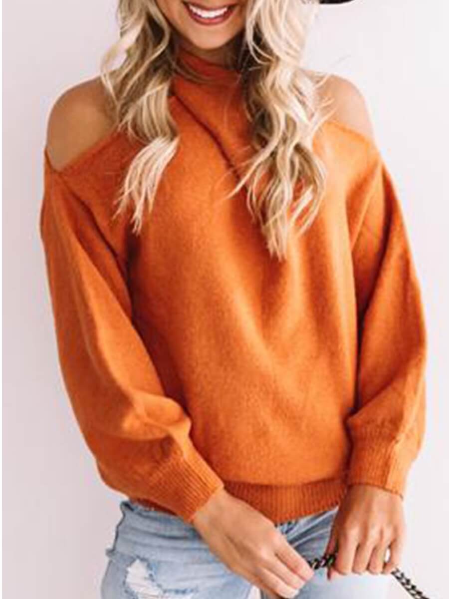 

Lovely Casual Cross-over Design Orange Sweater