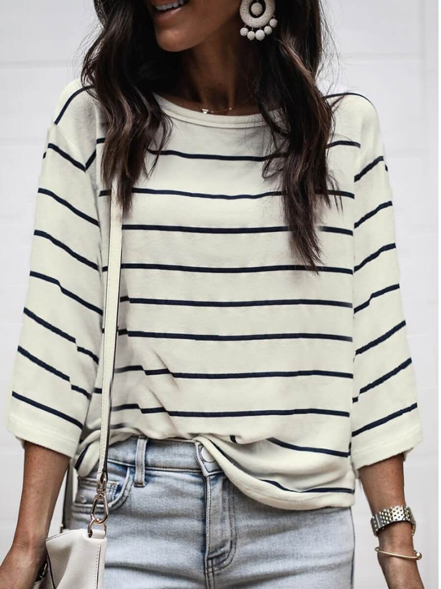 

Lovely Street Striped Loose Black T-shirt, Black stripe