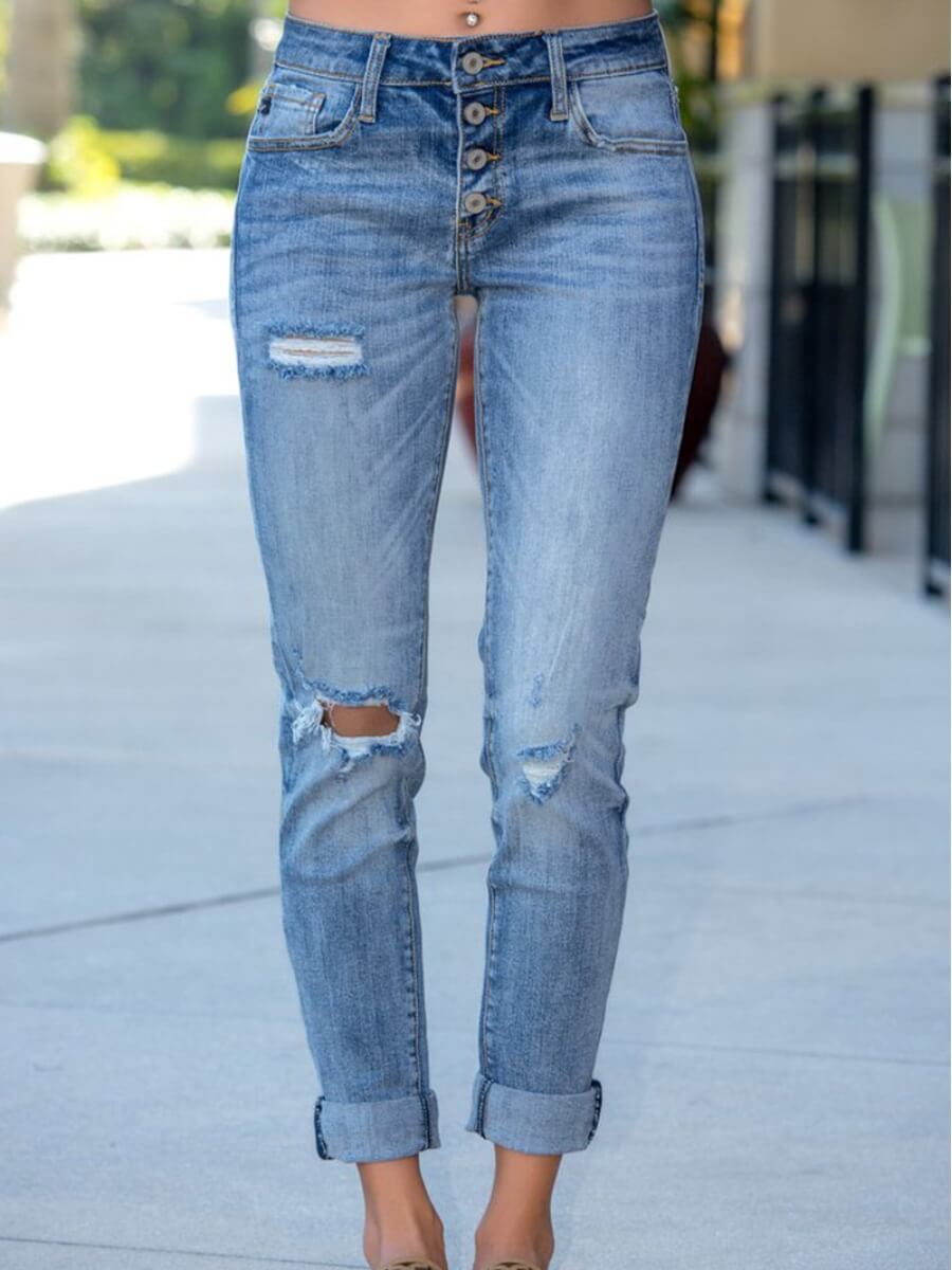 

Lovely Casual Broken Holes Skinny Blue Jeans