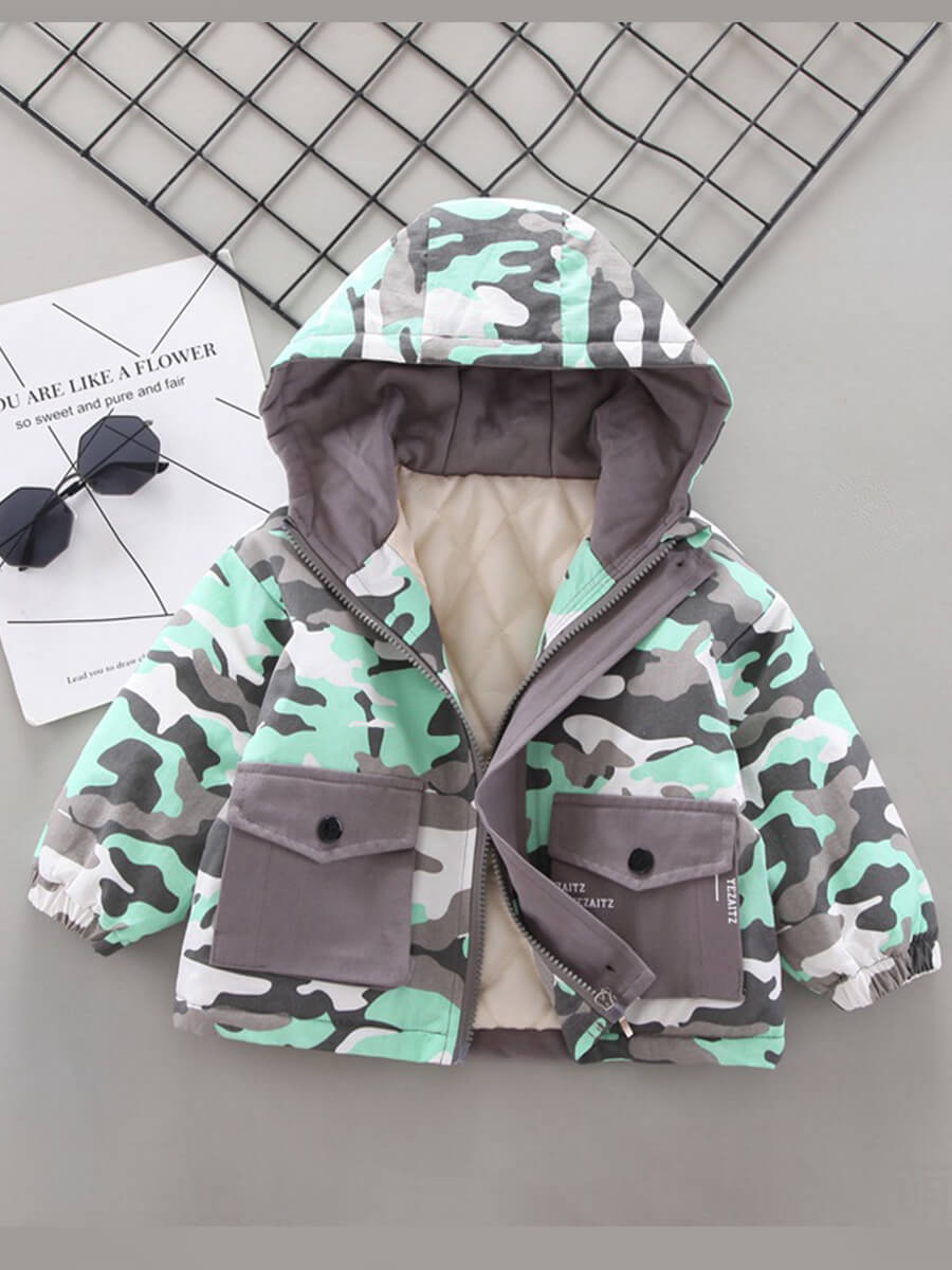 

Lovely Casual Camo Print Pocket Design Green Parka