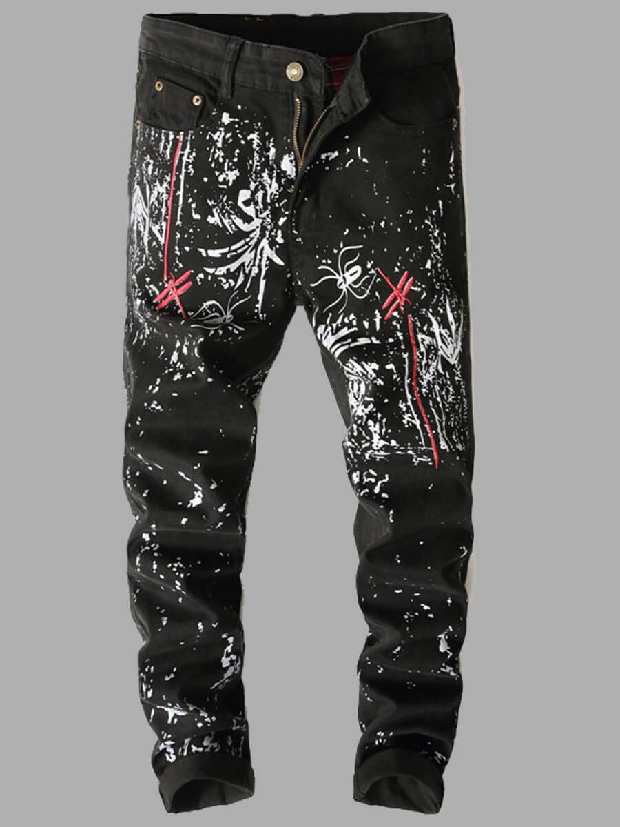 

Lovely Trendy Print Black Men Jeans