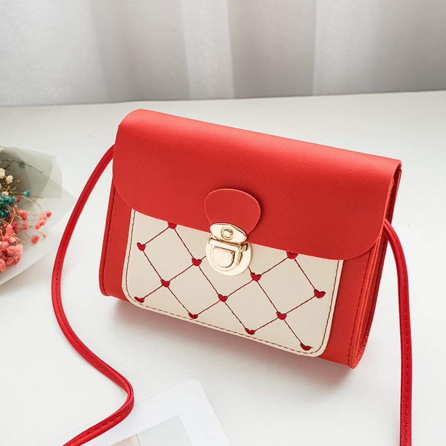 

Lovely Trendy Print Patchwork Red Crossbody Bag