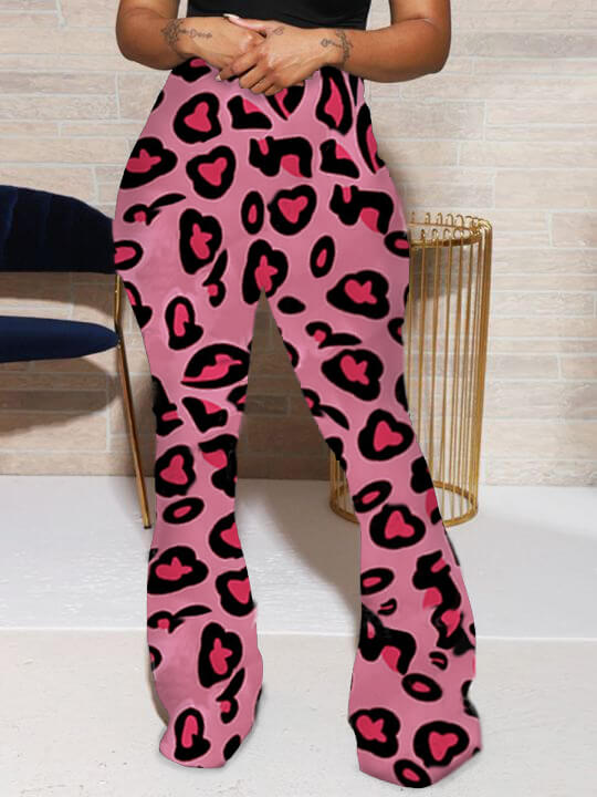 

Lovely Street Animal Print Loose Pink Plus Size Pants
