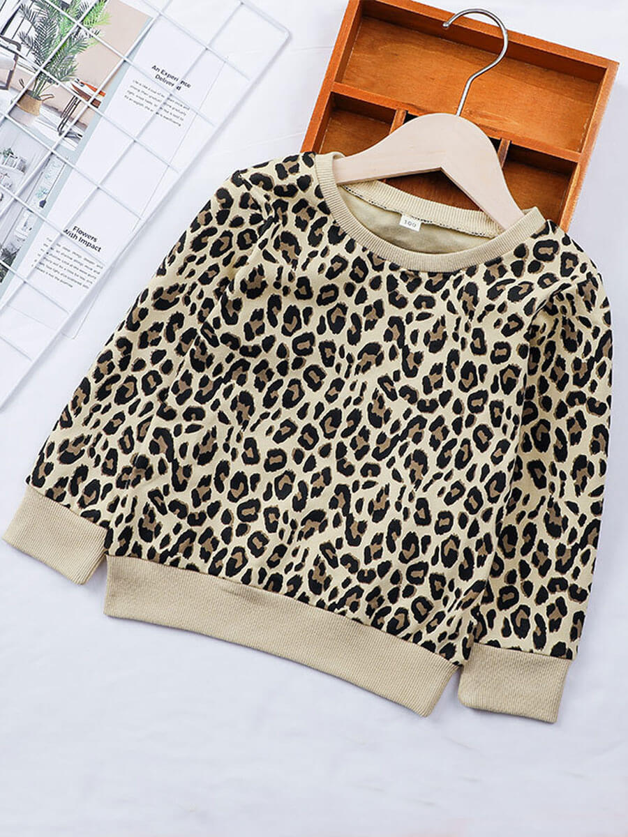 

Lovely Casual O Neck Leopard Print Girl Hoodie