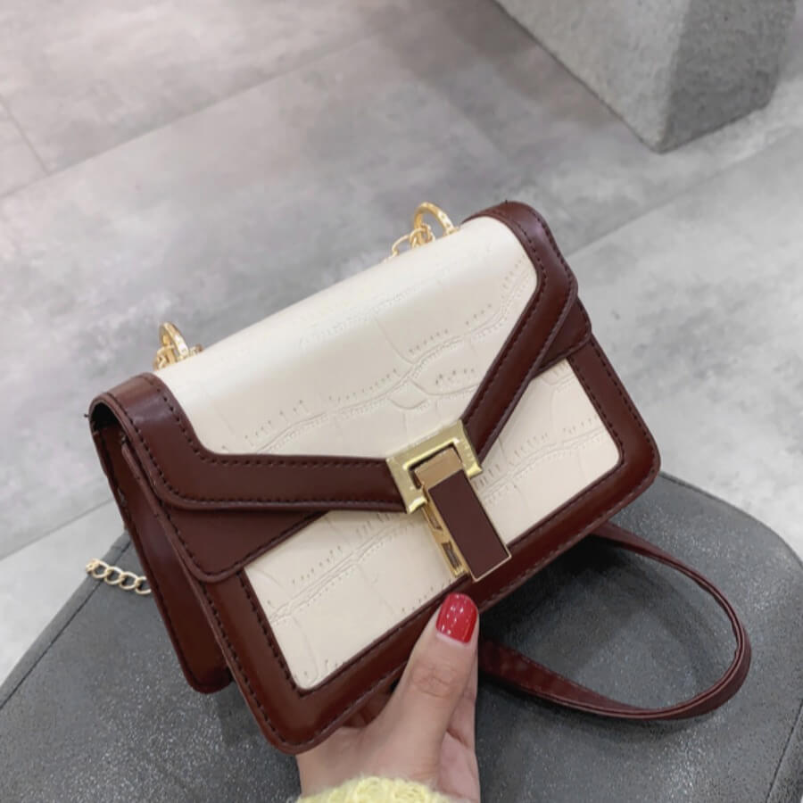 

Lovely Trendy Patchwork White Messenger Bag