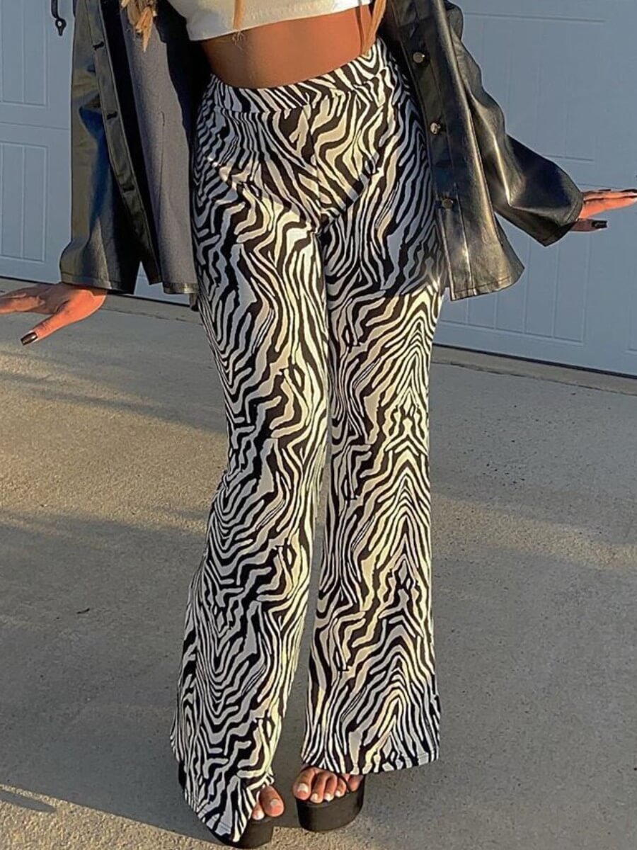 

Lovely Street Zebra Print Loose Black Pants